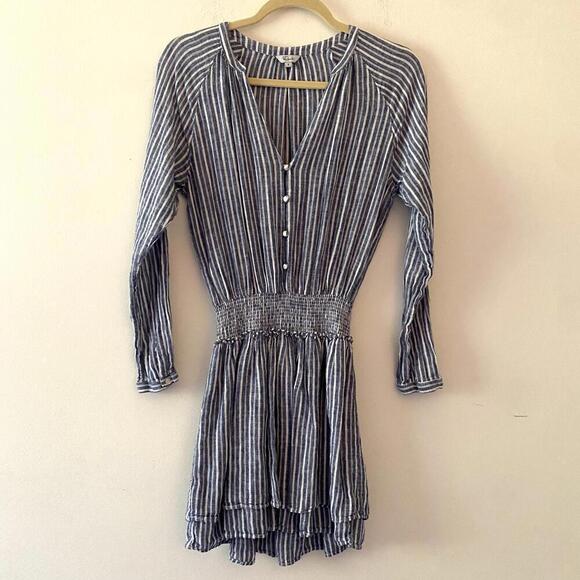 RAILS blue and white jasmine stripe linen long sleeve dress - Picture 3 of 7